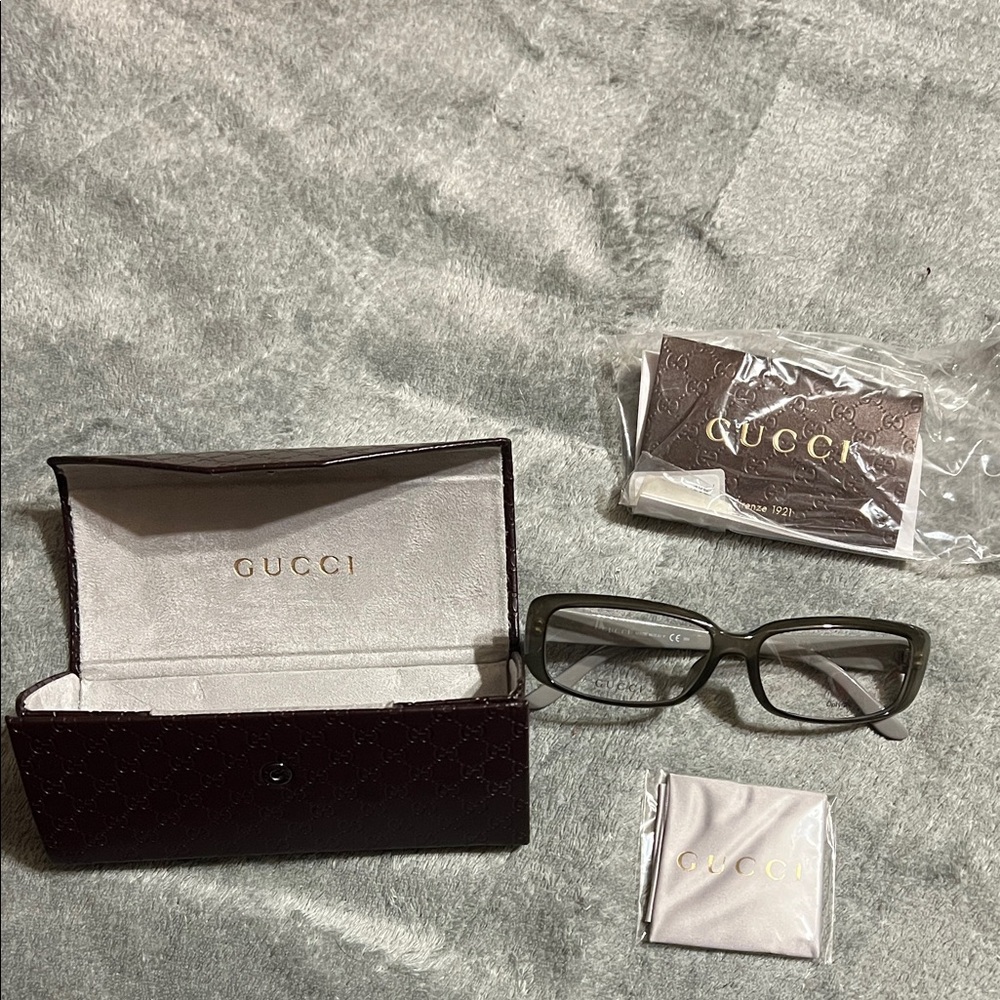 Gucci Gray Rectangular Women's Glasses - image 1